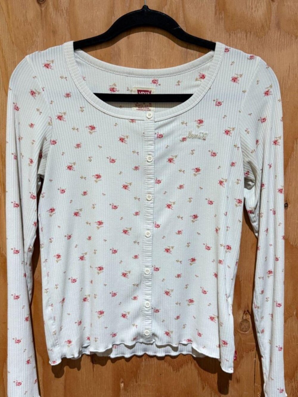 Levi's Girls Ribbed Long Sleeve Henley Floral Top Size XL 14 Years
